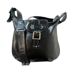 Longchamp Vintage Idole Black Leather Bag Belted Crossbody Bag Buckle Y2K